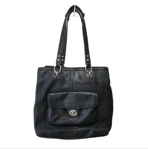 Coach Black Pebbled Leather Tote bag women's shoulder purse